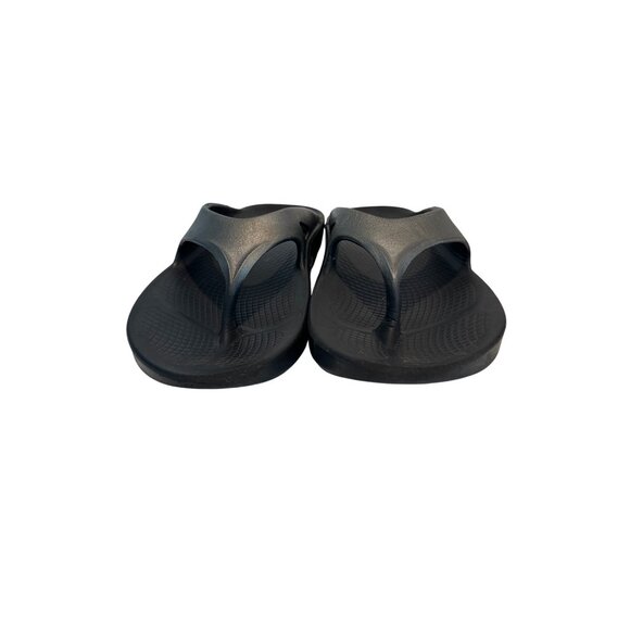 Oofos Ooriginal Thong Sandals Mens Size 8 Black With Gray Logo Recovery Footwear - Picture 5 of 12